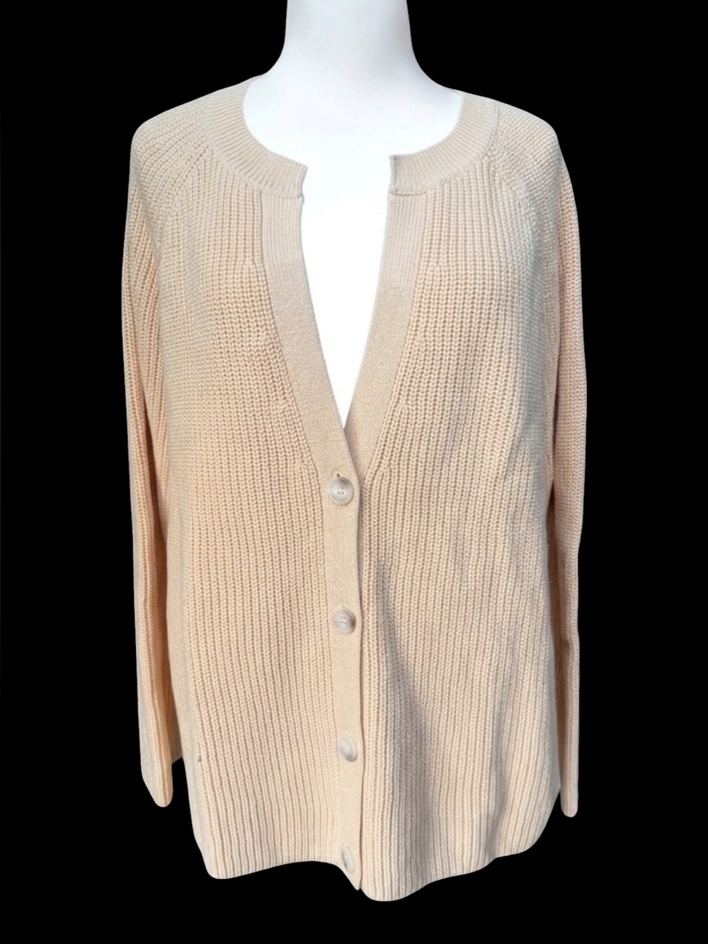 NWT Talbots 100% Cotton Shaker Stitch V-Neck Cardigan